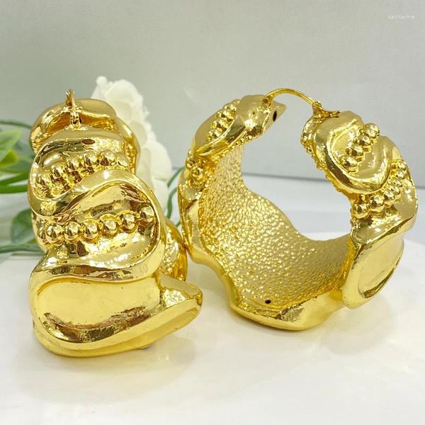 Brincos de argola itália 18k banhados a ouro para mulheres luxo cobre grande brinco dubai áfrica festa de casamento acessórios de joias presente