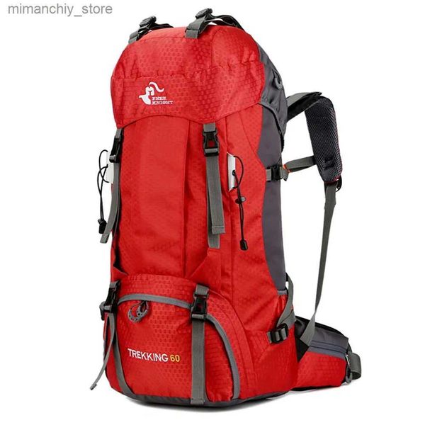 Outdoor-Taschen Free Knight 60L Camping Wanderrucksäcke Outdoor-Tasche Touristenrucksäcke Nylon-Sporttasche zum Klettern Reisen mit Regenschutz Q231130