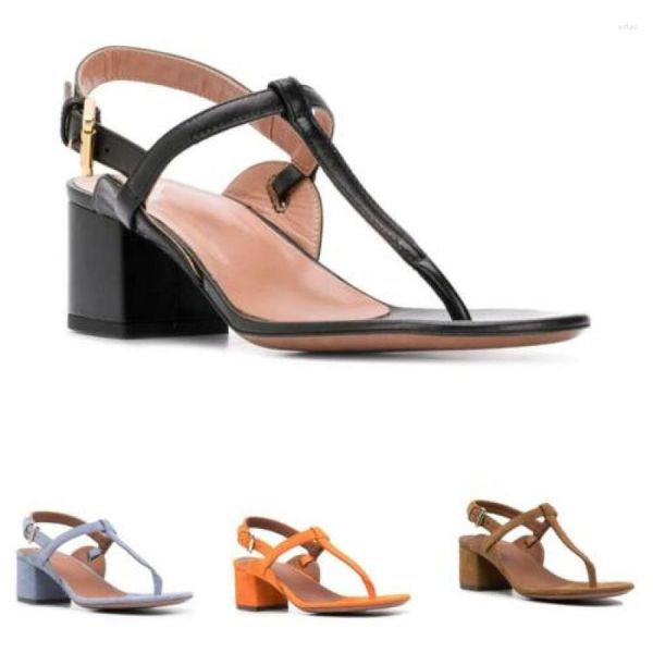 Sandalen Damen Luxus Blockabsatz Clip Toe Thongs Knöchelriemen Sommer Pintoed Dicker Absatz Wildleder T-Gürtel Plus Größe 34-46