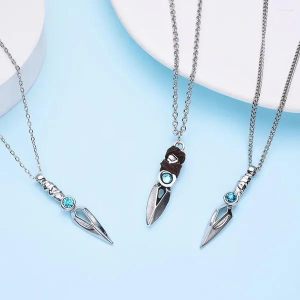 Colares de pingente Jogo JeKnife Colar com Cristal Azul Valorant Inspirado Gamer Trendy Jewelry Presente para Mulheres Homens