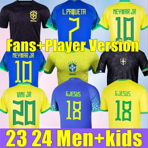 2024 Brazils VINI Jr. Jersey Brasil CASEMIRO 23 24 Seleção Nacional G.Jesus P.Coutinho Home Away Men Kids Kit L.Paqueta T.Sia PELE MARCELO Camisa de Futebol 16