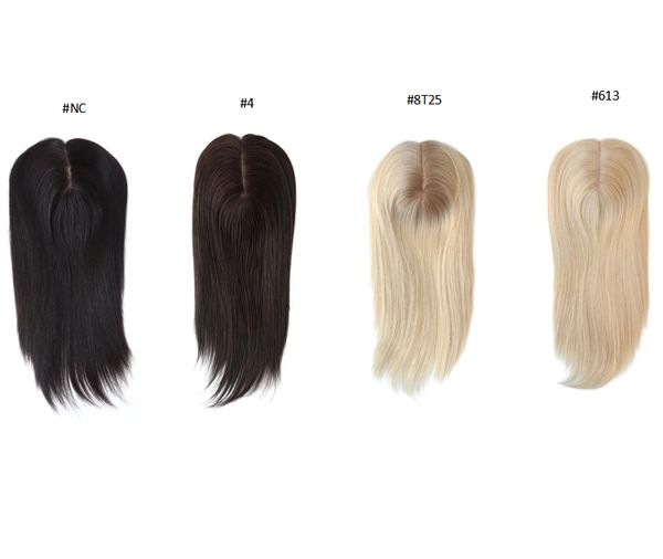 Peças de cabelo topper de cabelo humano com clipes de seda superior de cabelo chinês para mulheres injeção dupla face 7*8 polegadas