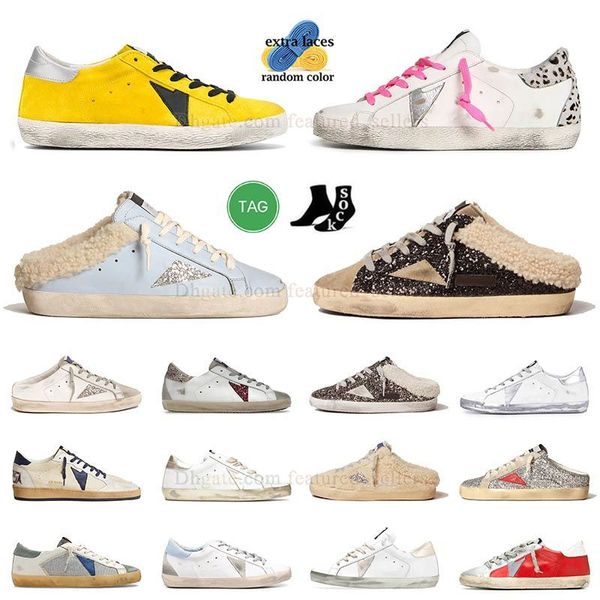 tênis dourado sapatos casuais baixo top mid star sapato sujo itália marca rosa branco ouro brilho camurça hi star chinelo fur slides plana mulheres homens treinadores plataforma mocassim