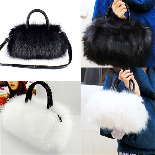 Mode Warme Faux Kaninchen Fell Frauen Handtasche Designer Schulter Taschen Luxus Plüsch Weiblichen Umhängetasche Dame Kleine Geldbörse Winter 2019 Y259T