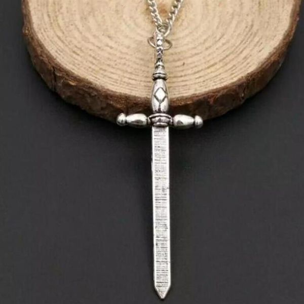5 шт., модные винтажные серебряные средневековые ожерелья с мечом, подвески, мужское ожерелье с подвеской в виде меча, ожерелье-цепочка, эффектные ювелирные изделия-154276L
