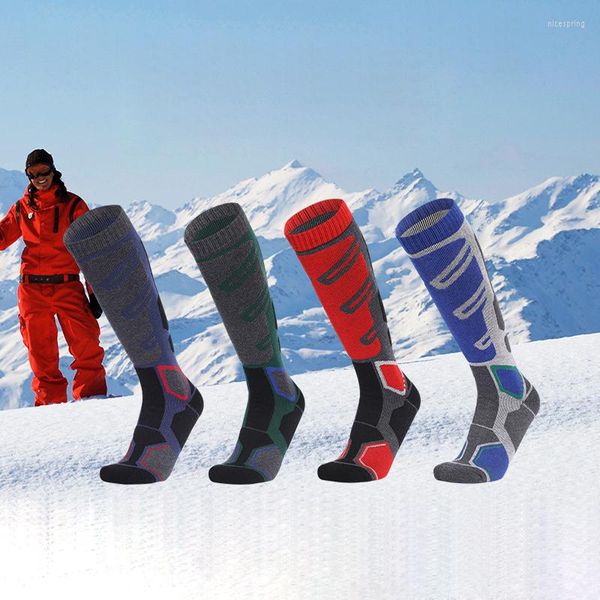 Meias esportivas 3 pares de lã de lã Merino de 3 pares de esqui para snowboard snowboard neve inverno térmico joelho quente caça a seco acampar respirável