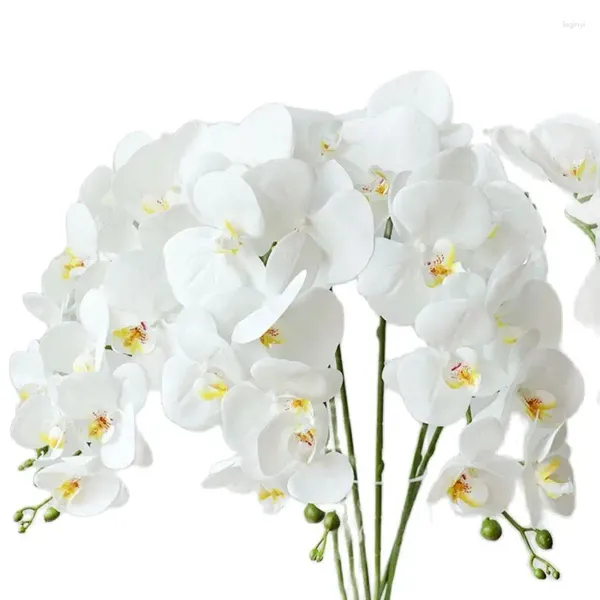 Flores decorativas 3D 9 Cabeça Borboleta Orquídea Flor Pedaço Comprimento 107cm Artificial Falso Planta Plástico Artificielle Casamento Decoração de Casa