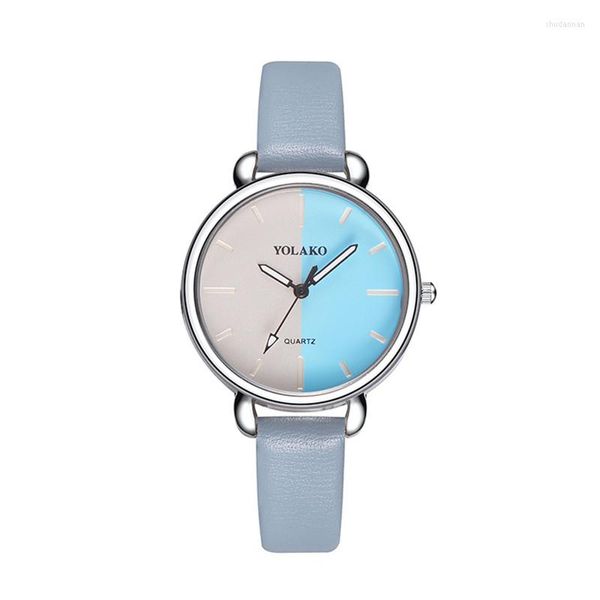 Relógios de pulso Yolako Brand Double Color Women Women Women Ladies Assista Candy Leather Leather Wristwatch relógio Relógio feminino