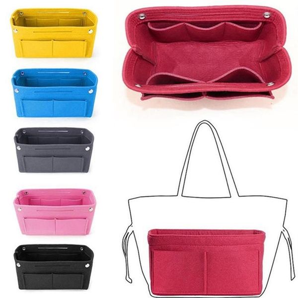 Organizador de maquiagem, bolsa de inserção de feltro para bolsa de viagem, bolsa interna portátil para cosméticos, cabe em várias marcas, grande capacidade, cases290d