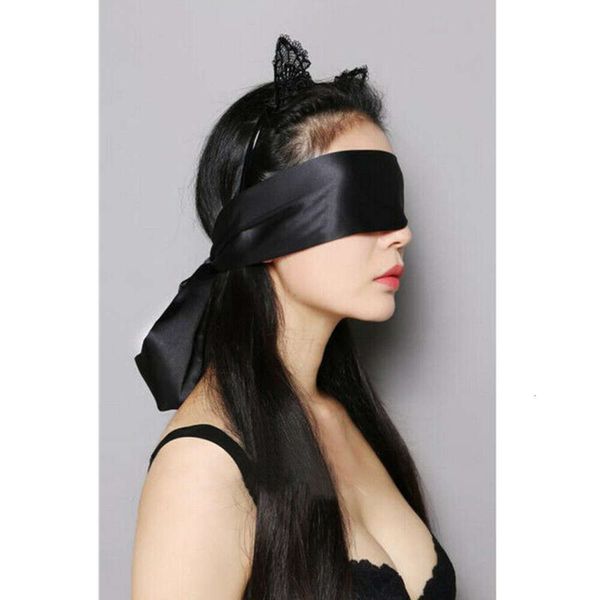 Prodotti per massaggi Bondage sexy esotici Accessori di seta Blinder BDSM Maschera per gli occhi Benda in raso Fascia per dormire per cinture di ritenuta per schiavi