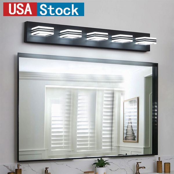 Led Vanity Lights Dimmable Banyo Aynası Aydınlatma ve Aşağı Akrilik Mat Siyah 110V Duvar Aydınlatma