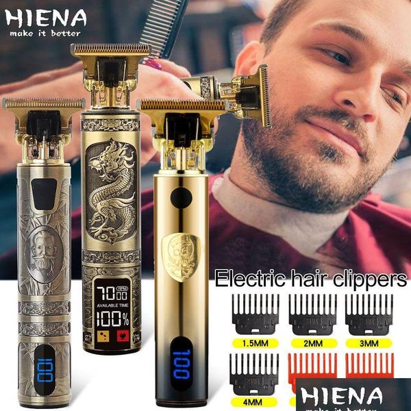 Aparador de cabelo 2022 Vintage T9 Hine Cortador sem fio Acabamento Hines Beard Clipper para homens barbeador elétrico usb navalha homem também animais de estimação casa dhu2k