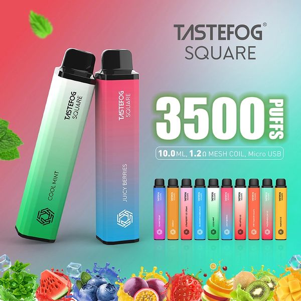 Оригинальная одноразовая ручка для вейпа Tastefog Square 3500Puff, 10 мл, 2%, 650 мАч, перезаряжаемая батарея, 10 вкусов, оптовая продажа электронных сигарет