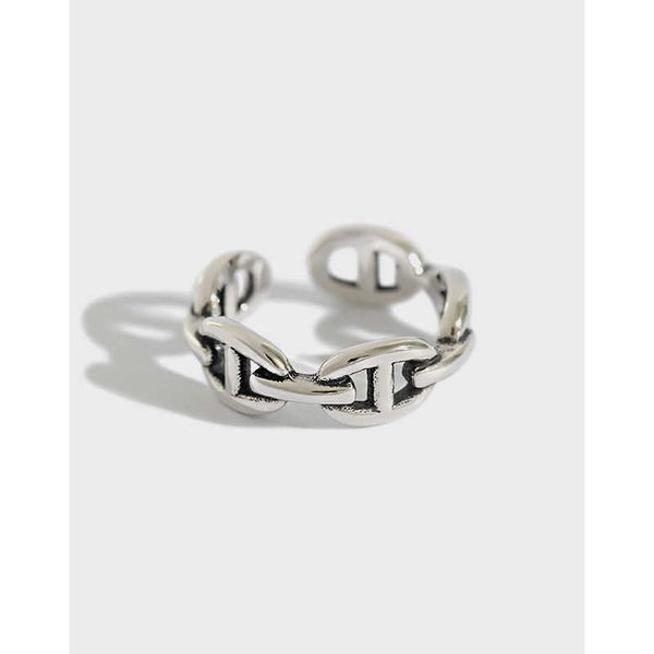 Anillos de banda Ar1224 Tablero coreano Anillo de plata japonés Diseñador Old Pig Nariz Apertura S925 Anillo de plata pura para mujeres KW0Y