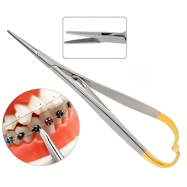 Pinça porta-agulhas dentárias padrão, instrumento ortodôntico, produto odontológico, suporte de agulha em aço inoxidável, 1 peça