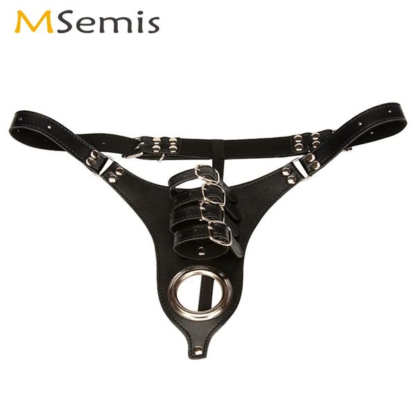 Brinquedos adultos Sex Bondage Chastity Harness Belt Homens Roupa Interior Adulto Jogos Restrições Tanga com Anéis de Pênis Brinquedos PU Couro G-String Dispositivo 231130