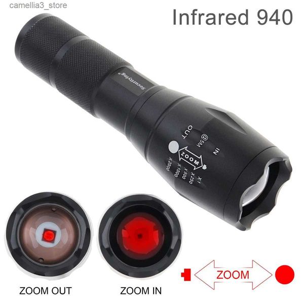 Tochas SecurityIng 940nm IR Lanterna Zoomable Infravermelho LED Luz Tocha Visão Noturna Caça Lanterna Ajustável Comprimento Focal Q231130