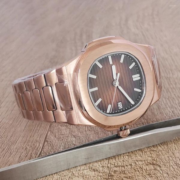 Relógios de pulso 41mm Geervo sem logotipo safira cristal PVD 316L caixa de aço inoxidável japonês nh35 movimento luminoso relógio masculino GR184-22