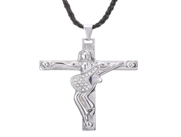Ожерелье с подвеской в виде гитары Johnny Hallyday, мужские украшения, плавающий медальон из нержавеющей стали 316, подвески Christian Crucifix6690126