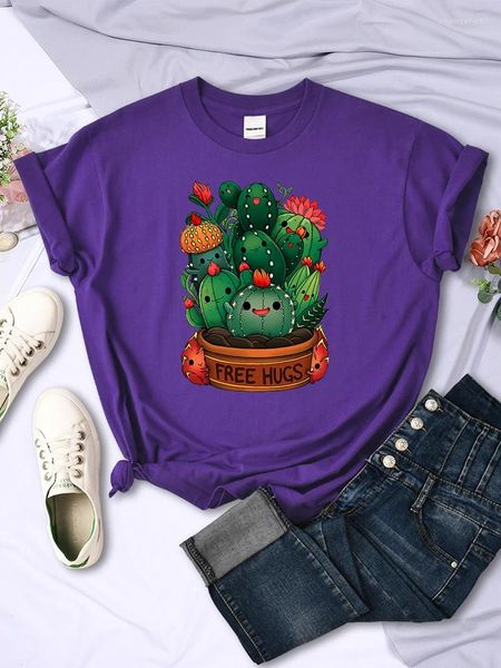Женские футболки, женская мода, свободные объятия, растения, принт кактуса, женская женская рубашка с рисунком, футболка, уличная одежда, футболки Camisas, футболки