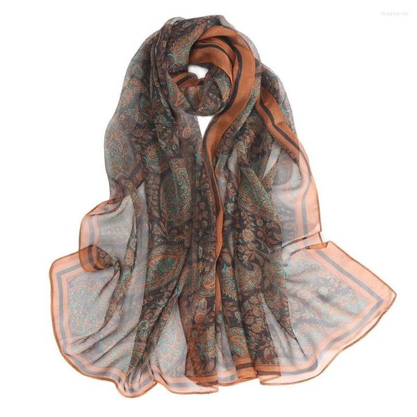 Sciarpe Sciarpa in crespa georgette Vintage Paisley leggero traspirante 160 50 cm Foulard estivo Morbido scialle Fazzoletto Testa/Sciarpa per capelli