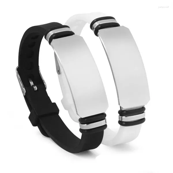 Braccialetti con ciondoli Bracciale semplice in silicone per uomo Ragazzo Personalizza Bracciale stile sportivo Bracciale a lunghezza regolabile Gioielli maschili