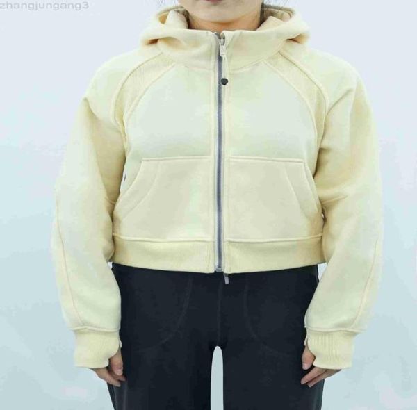 Designer jaqueta curta s mulheres outono e inverno nova mulher mergulho yoga esportes lazer completo zip jaquetas de pelúcia hoodie amarelo tecnologia 2023ss5840742