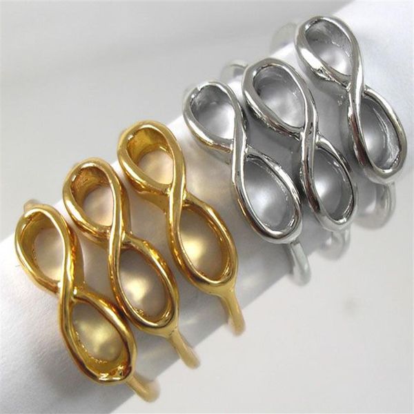 50 золотых и серебряных колец в одном направлении, кольца «Бесконечность», цельные модные ювелирные изделия, лоты 208p