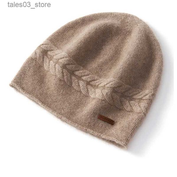 Berretti con teschio / teschio Berretto da donna invernale Nuovo % Copricapo in maglia di cashmere Cappelli morbidi e caldi Moda Berretto da donna in stile britannico Cappello solido da donna di alta qualità Q231130