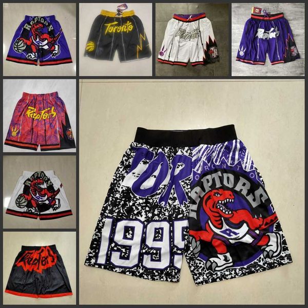 Toronto''Raptors''Pantaloncini da basket da uomo della squadra Just Don Short con tasche Pantaloni con cerniera Pantaloni casual da palestra Pantaloni sportivi da spiaggia Justdon Hip Pop Punto elastico