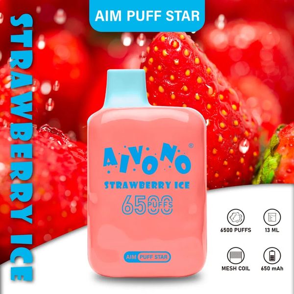 Original AIVONO AIM-PUFFSTAR 6500 Puffs Recarregáveis 550mAh 13ml E Juice Vape Bar Cigarro Eletrônico Malha Bobina Puff E-Cigarros 5% ni