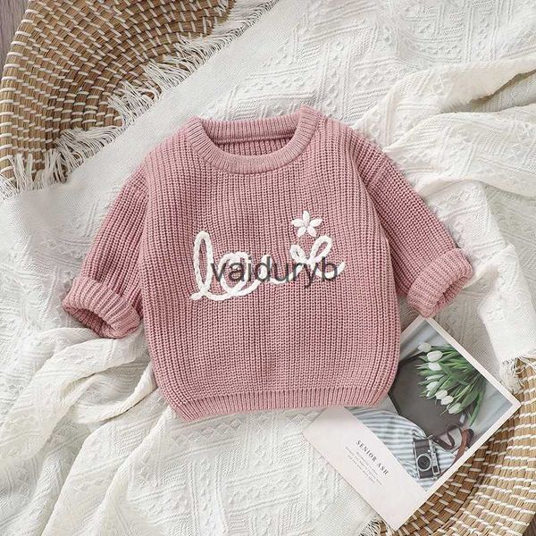 Pullover Bambini Ragazze Ragazzi Abiti da maglia Bambino Inverno Maglione all'uncinetto Lettera Fiore Ricamo Maglie a manica lunga Maglieriavaiduryb