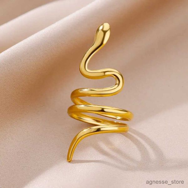 Anelli a fascia Anelli di serpente color oro per le donne Anello serpentino in acciaio inossidabile con animali Moda Ragazza Festa di compleanno Accessori per gioielli Regalo 2023 R231130