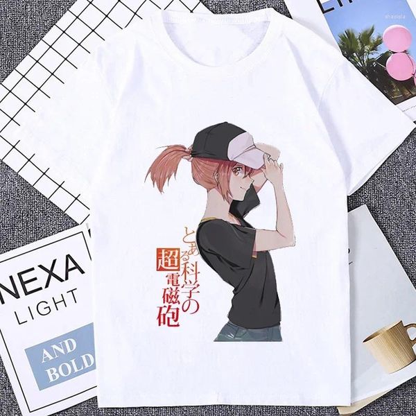 Camiseta masculina kawaii kagaku no railgun, camiseta mikoto misaka canhão irmã anime manga curta engraçada manga unissex roupas