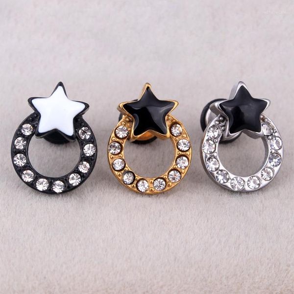 Brincos de garanhão Moda Feminina Crystal Star Cor preto Titanium Steel Zirconia Circle Brincos Jóias para mulheres