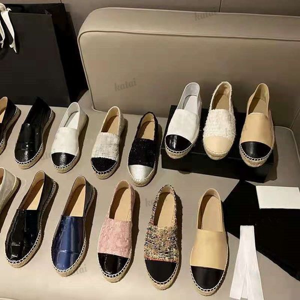 Tasarımcı Kadın Espadrilles Elbise Ayakkabı Deri Düz Loafer'lar Lüks Yaz Plaj Cap Toe Ayakkabı Moda Kanvas Ayakkabı