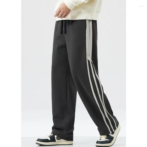 Pantaloni da uomo Fashion Boy Stripe Colore a contrasto Drappeggio Feel Pantaloni sportivi a gamba dritta Americano con coulisse Allentato Casual lungo