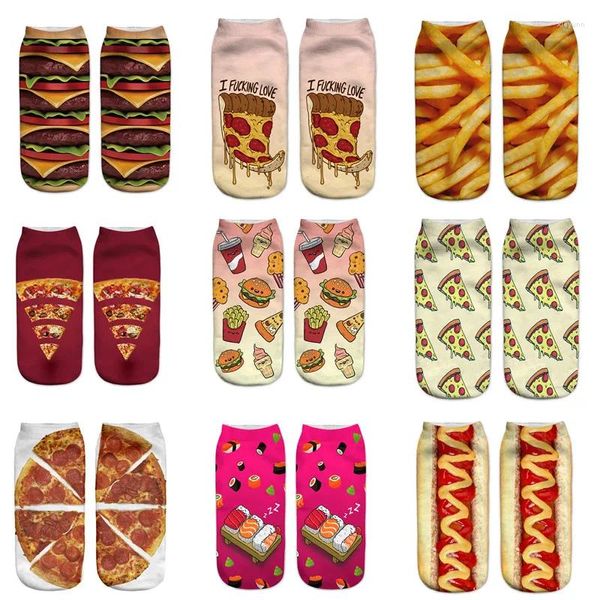 Kadın Socks Harajuku Komik Yemek Hamburg/Pizza/Sushi Sevimli Kek Macaron Yaratıcı Yaşam Sokken Chaussette Femme