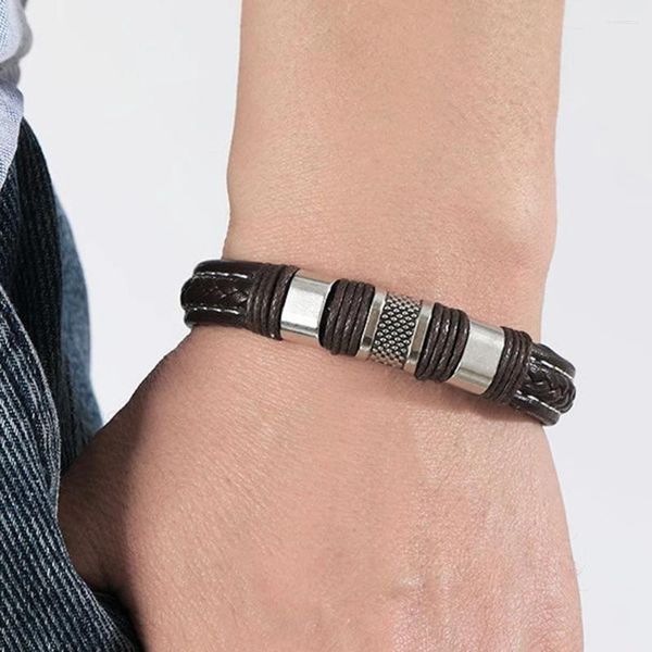 Браслет модный плетеный мужской кожаный браслет для мужчин винтажный панк-шнур магнитная пряжка ювелирные изделия