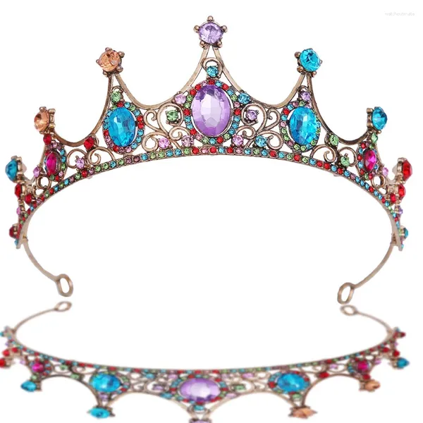 Fermagli per capelli KMVEXO Piccolo cristallo multicolore Diademi per feste Corona di strass Spettacolo Diadema Collares Copricapo Accessori da sposa per sposa