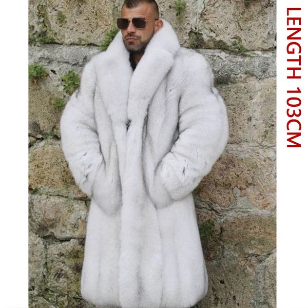 Giacche da uomo Cappotto in vera pelliccia argento Abiti naturali Inverno Uomo Colletto grande grande caldo stile spesso 231129