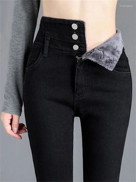 Dei Jeans delle donne Pantaloni Caldi Per Le Donne Harem Mamma A Vita Alta Denim Streetwear 2023 Moda Coreana Autunno Inverno In Pile Delle Donne Z109