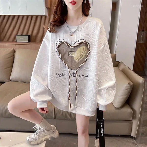 Frauen Pullover 2023 Herbst Mode Gedruckt Helle Linie Dekoration Casual T-shirt Weibliche Kleidung Oversize All-match Tops Koreanische t-Shirts