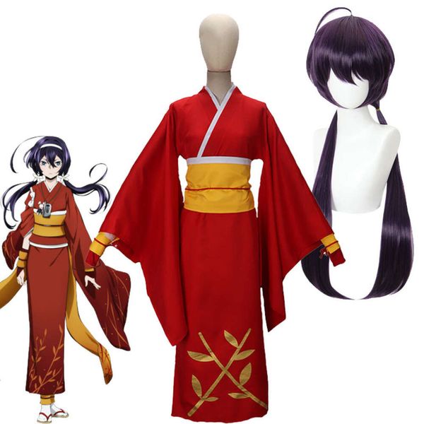 Anime bungo cães vadios izumi kyouka cosplay quimono roupas femininas s yukata halloween carnaval trajes peruca headwear