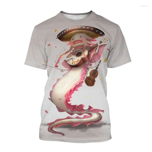 Camiseta masculina salamandra impressa t-shirts verão moda manga curta tendência personalizada roupas de rua oversized