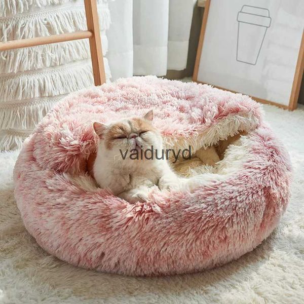 Camas de gato móveis quentes cama de cachorro tapete redondo pelúcia macio casa sofá dormir cesta para cães gatos ninho filhote de cachorro saco de dormir esteiras tendavaiduryd