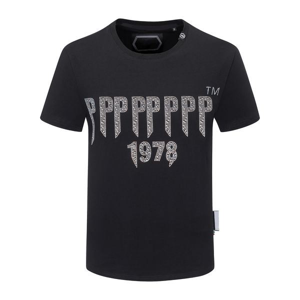 24ss da uomo designer femminile maglietta per design da donna pp lettera di cristallo maglietta magro tosto di alta qualità tees a manica corta maglietta streetwear di lusso