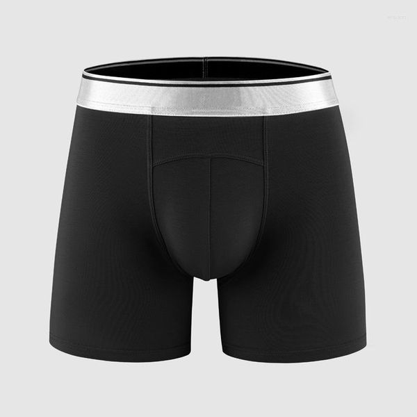 Mutande AIIOU Pantaloncini da boxer in tinta unita di alta qualità di moda Pantaloncini da uomo in cotone naturale da uomo Mutandine da uomo sexy lunghe Slip maschio
