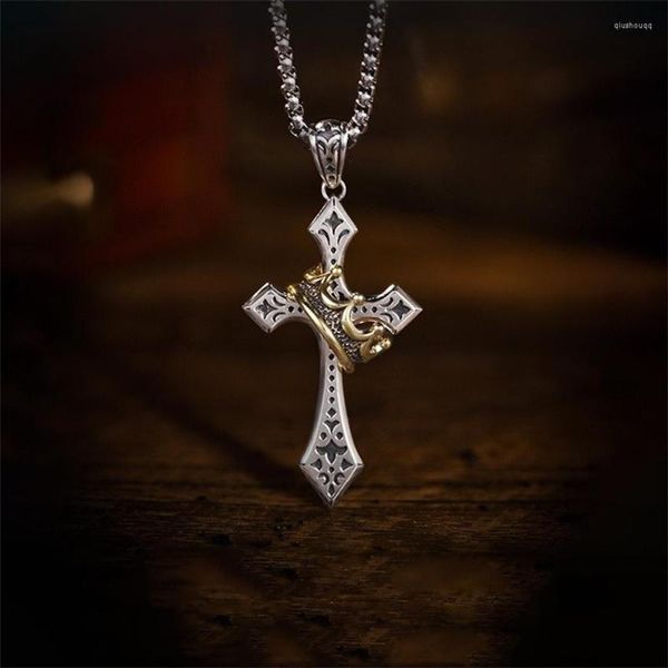 Anhänger Halsketten Halskette Für Frauen Kreuz Retro Herbst Winter Einfache Krone Luxus Männer Titan Stahl Halsreifen Schmuck Großhandel