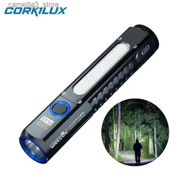 Taschenlampen CORKILUX wiederaufladbare 5000-mAh-Batterie 21700 EDC-LED-Taschenlampe Typ-C USB-Aufladung Magnetischer Schwanz mit COB-Seitenarbeitslicht-Taschenlampe Q231130